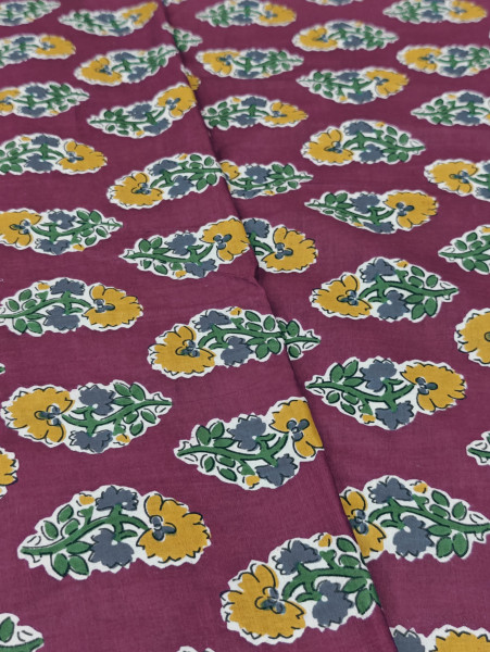 Maroon Buti Printed Fabric