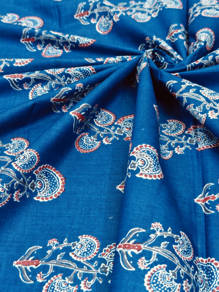 BLUE BUTA COTTON FABRIC