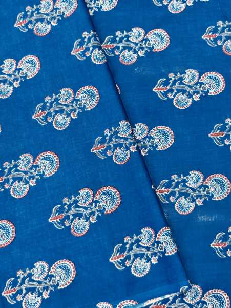 BLUE BUTA COTTON FABRIC