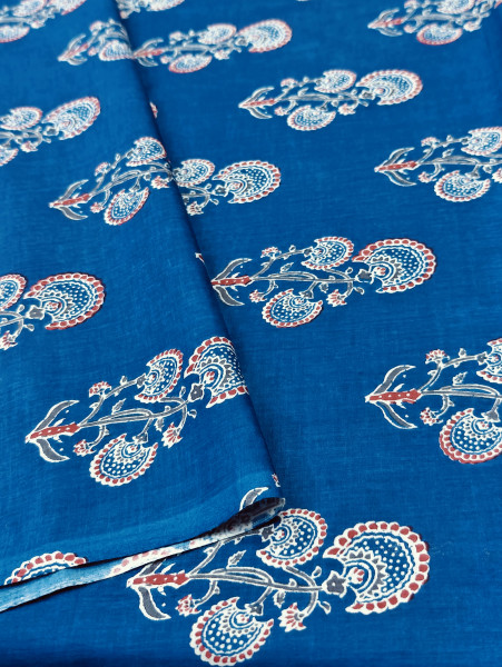 BLUE BUTA COTTON FABRIC