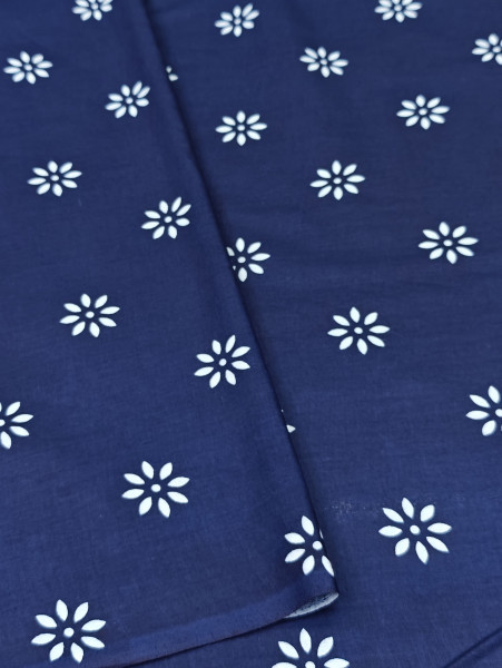 Indigo floral and geometric Print