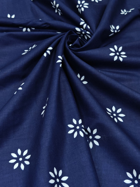 Indigo floral and geometric Print
