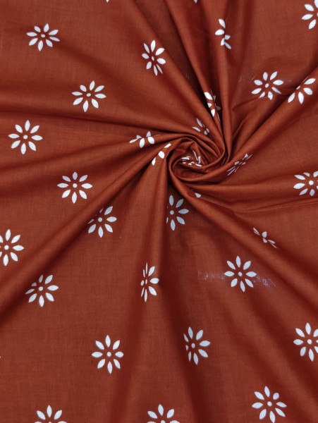 Orange floral and geometric Print