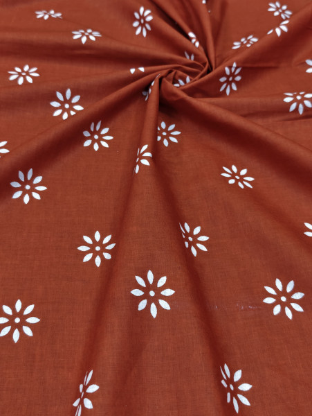 Orange floral and geometric Print