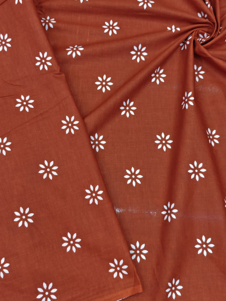 Orange floral and geometric Print