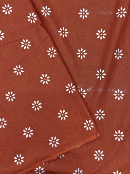 Orange floral and geometric Print