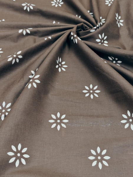 Mocha floral and geometric Print