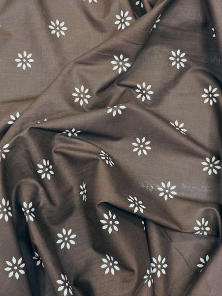 Mocha floral and geometric Print