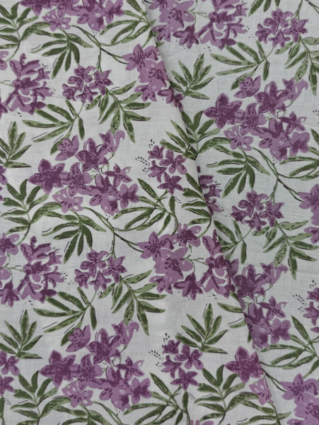 Lavender Floral Cotton Printed Fabric