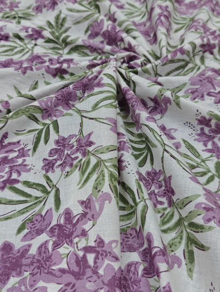 Lavender Floral Cotton Printed Fabric