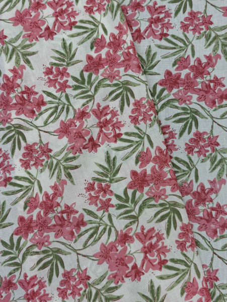 Salmon Floral Cotton Printed Fabric