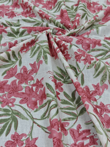 Salmon Floral Cotton Printed Fabric