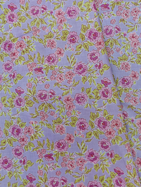 Beautiful Lavender-Pink Floral  Printed  Cotton Fabric