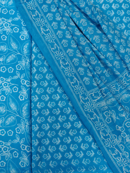 Turquoise Blue Floral 3Pc Suit Set