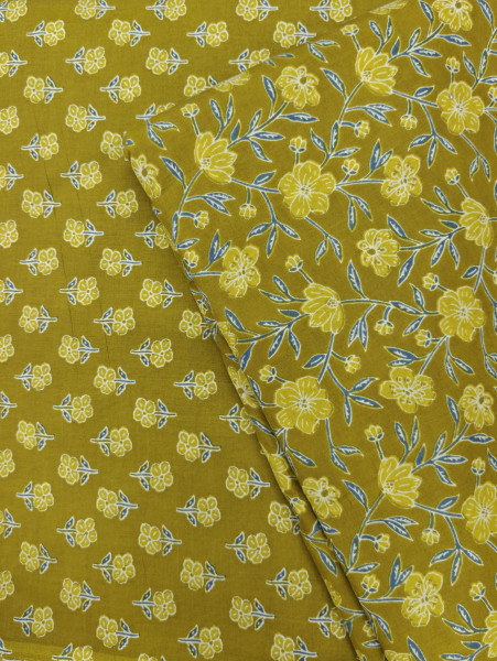 Mustard Yellow Floral Buti Printed 3Pc Suit Set