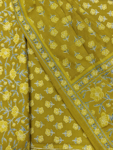 Mustard Yellow Floral Buti Printed 3Pc Suit Set