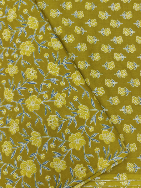 Mustard Yellow Floral Buti Printed 3Pc Suit Set