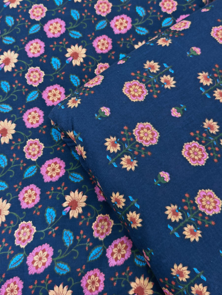 Indigo Blue Floral 3Pc Suit Set