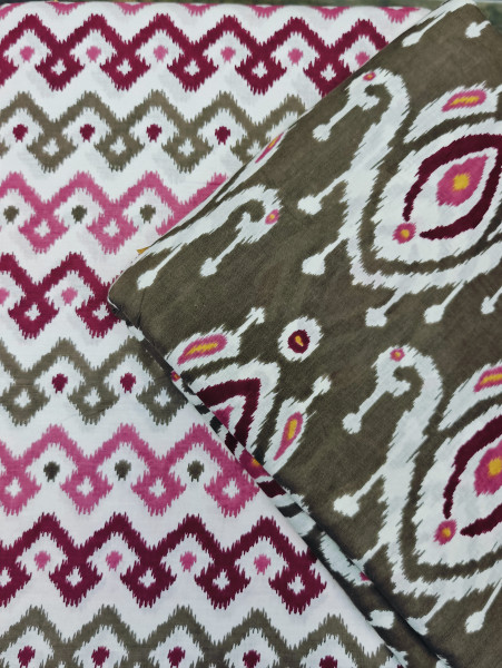 Coffee Ikat Buti 3Pc Suit Set