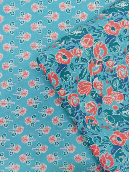 Sea Blue Floral 3Pc Suit Set