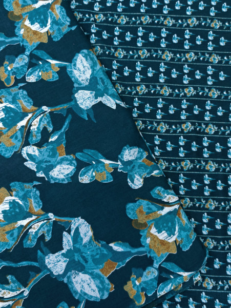 Peacock Green Floral 3Pc Suit Set