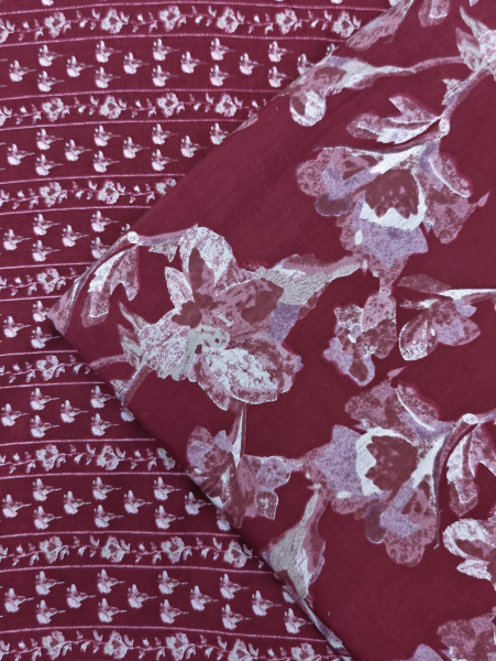 Maroon Floral 3Pc Suit Set