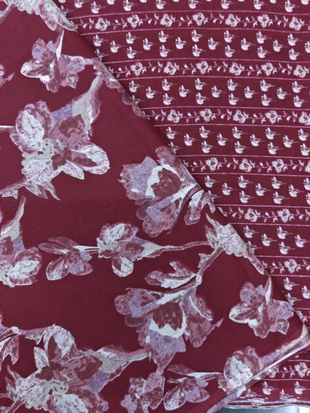 Maroon Floral 3Pc Suit Set