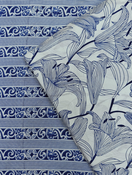 Indigo Blue Floral 3Pc Suit Set