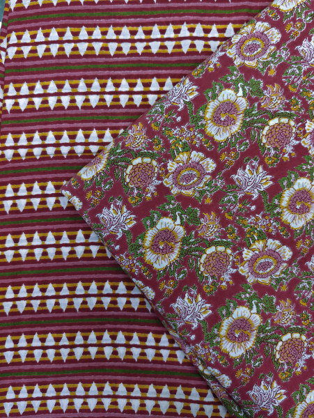 Deep Red Floral 3Pc Suit Set