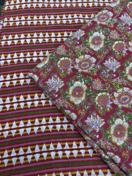 Deep Red Floral 3Pc Suit Set