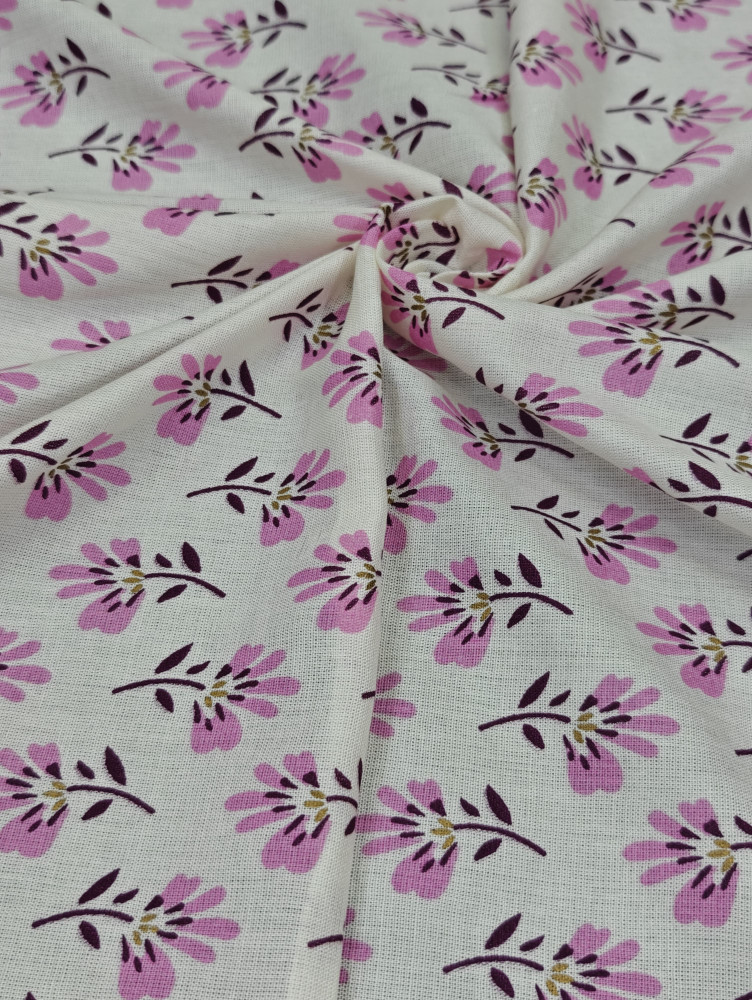 Image of Pink Buti Off-White Base Rayon Fabric