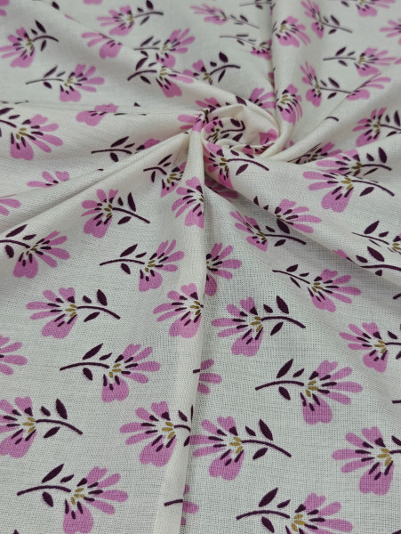Pink Buti Off-White Base Rayon Fabric