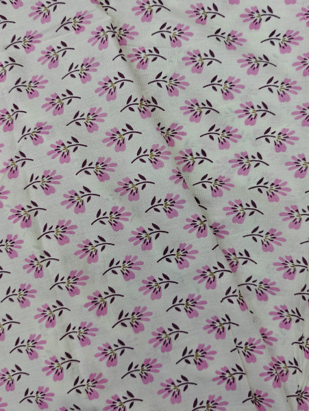 Pink Buti Off-White Base Rayon Fabric