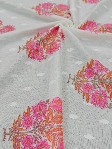 Image of Pink Mughal Buta Self Rayon Fabric
