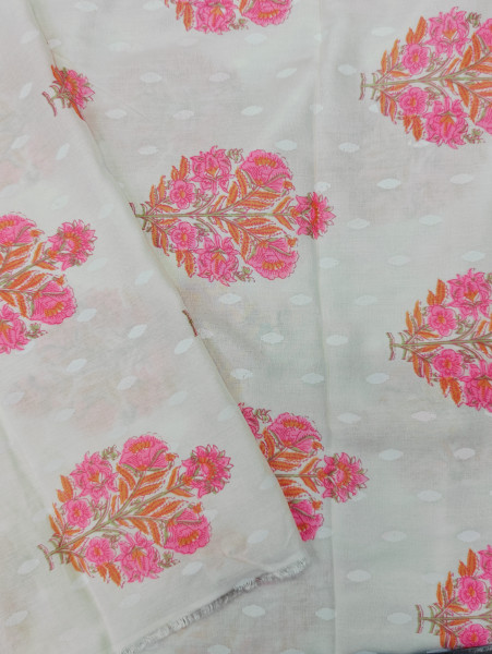 Pink Mughal Buta Self Rayon Fabric