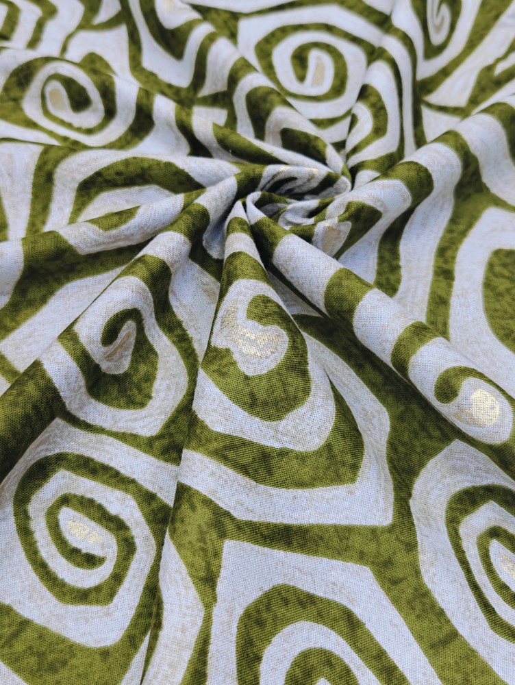 Image of Green Abstract Geometrical pattern Fabric