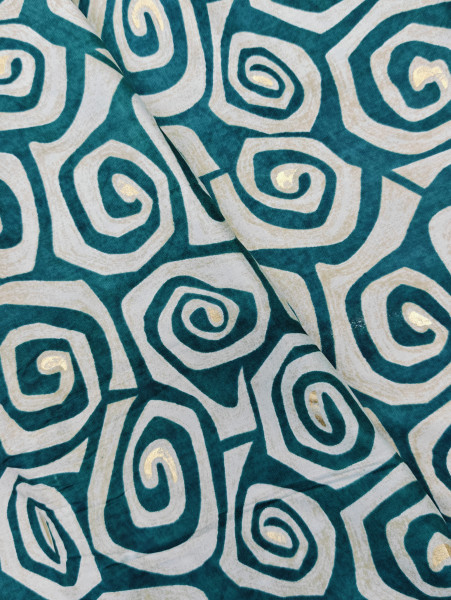 Peacock Green Abstract Geometrical pattern Fabric