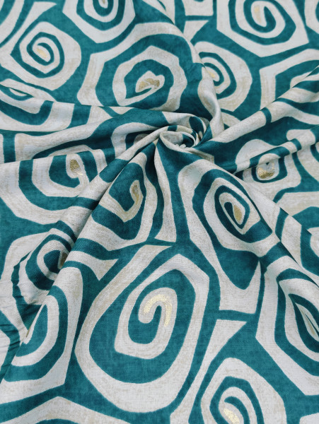 Peacock Green Abstract Geometrical pattern Fabric