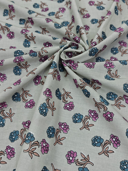 Dusky Grey Subtle Buti Printed Fabric