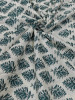 Black -Green Floral Bouquet Block-Print Cotton Fabric