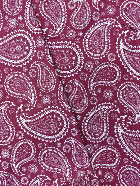 Maroon Paisley Block Print Cotton Fabric