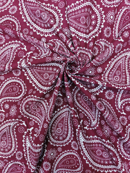 Maroon Paisley Block Print Cotton Fabric