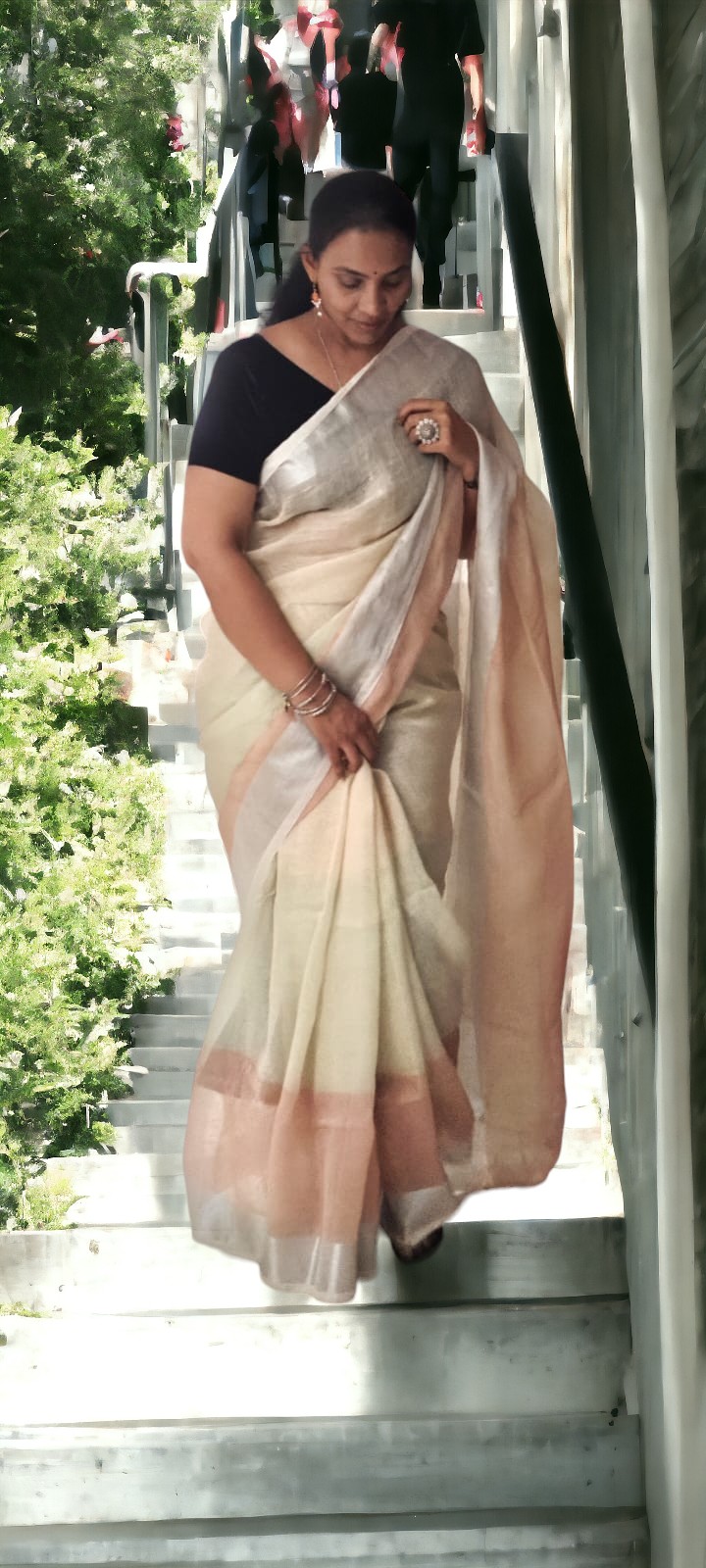 Handloom Linen Multi shaded saree