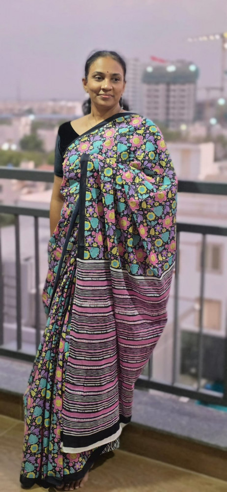 Image of Hand Block Print Cotton Saree
