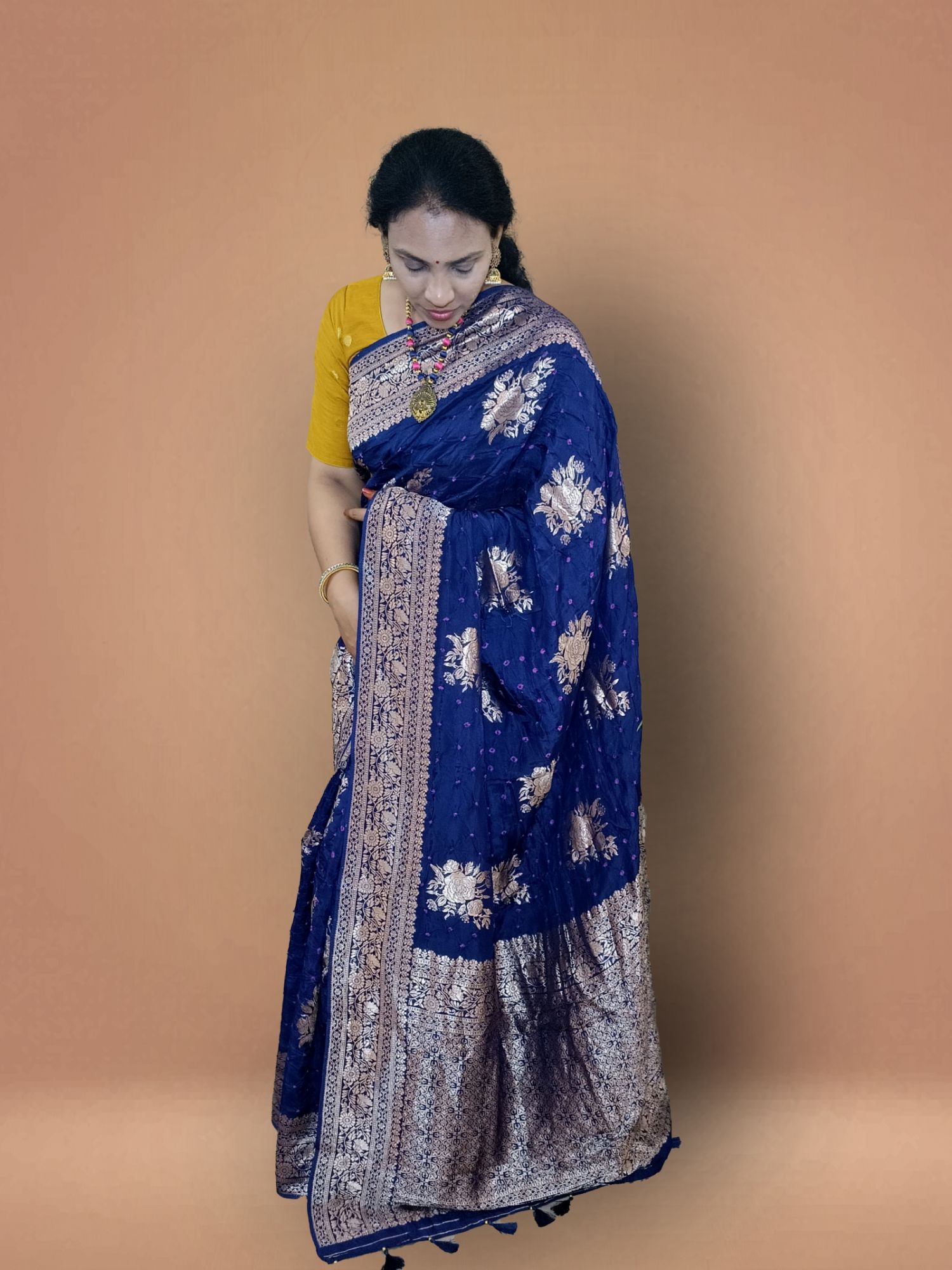 Bandhej soft munga crepe silk saree