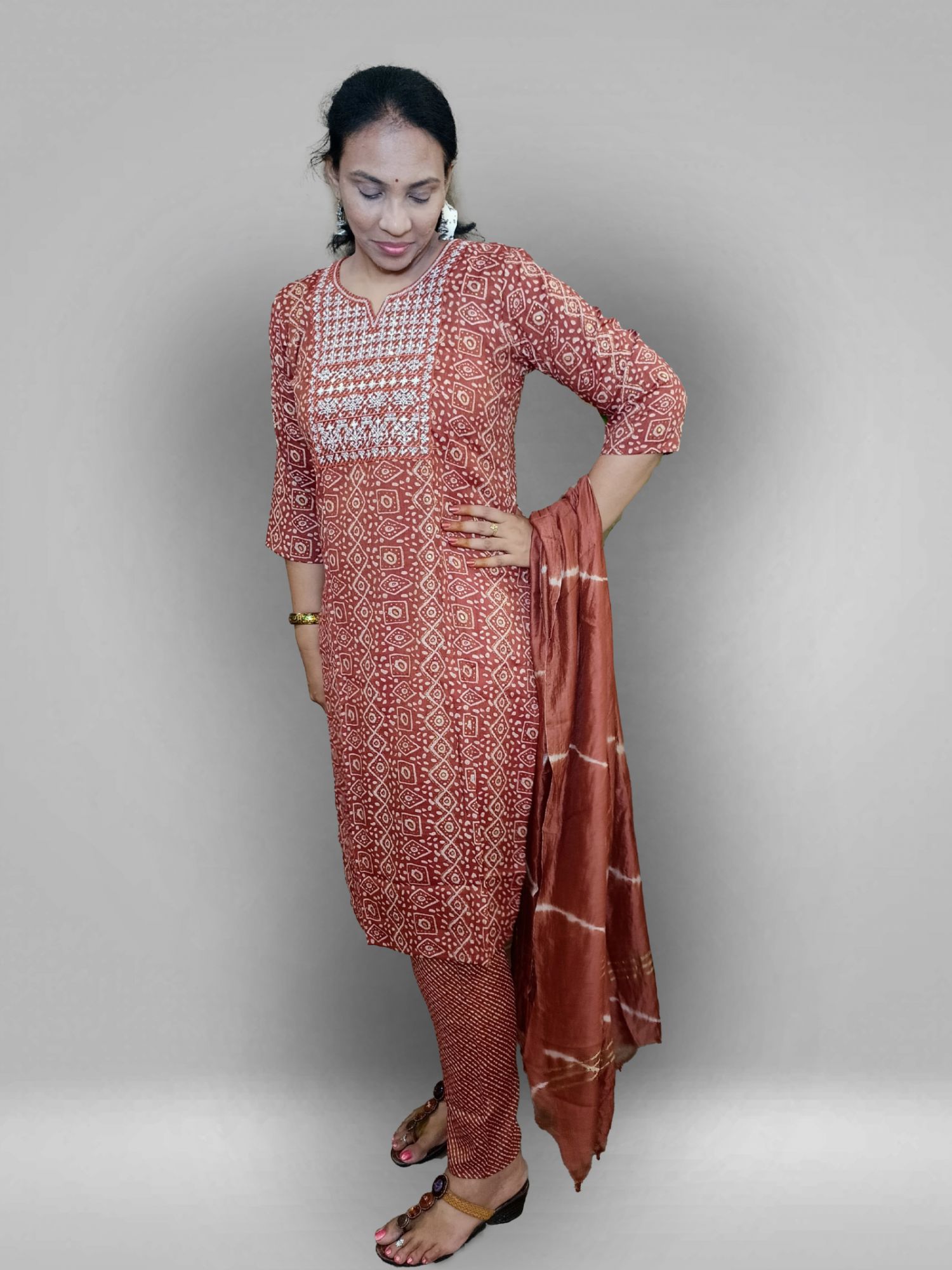 Brown rayon suit set