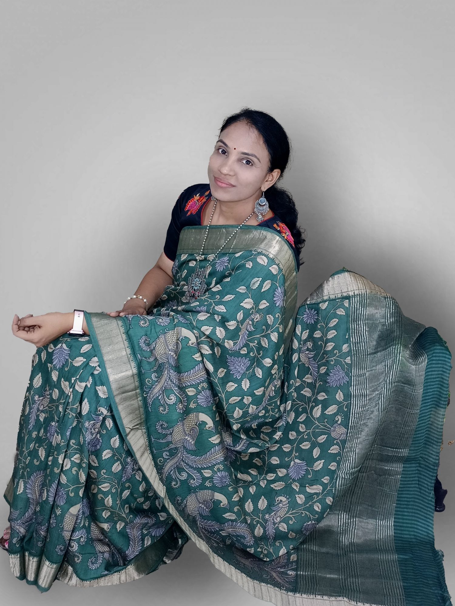 Floral print binni crepe saree