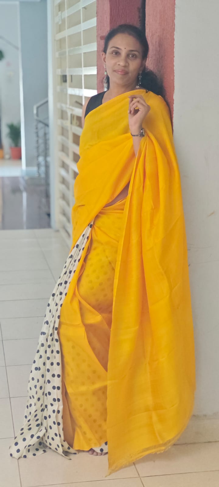 Hand Block Print Tussar Silk Saree