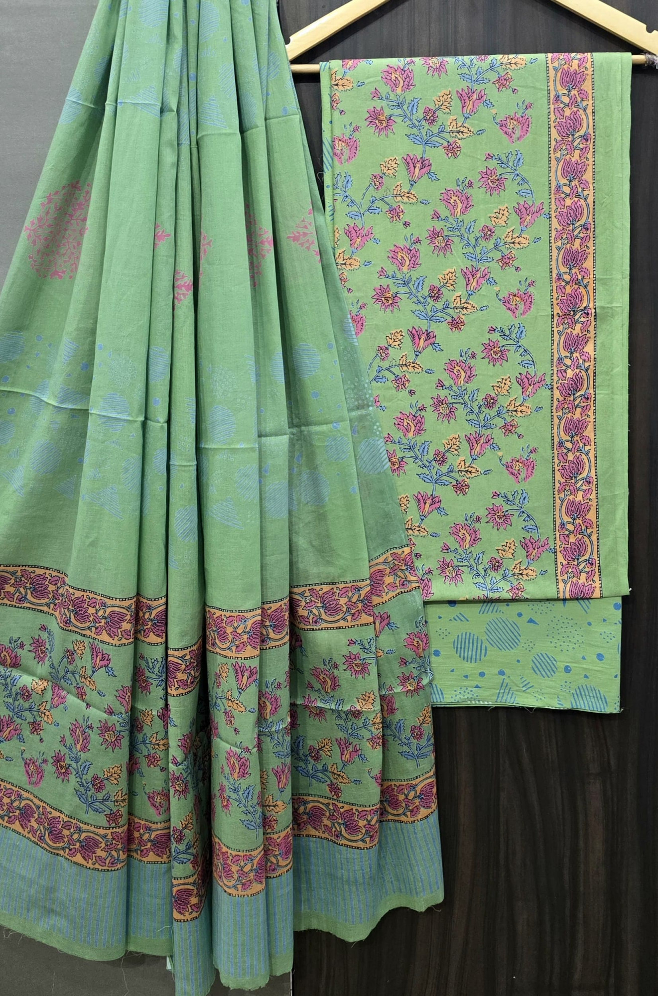 Hand Block Printed Cotton Suit Fabric Set