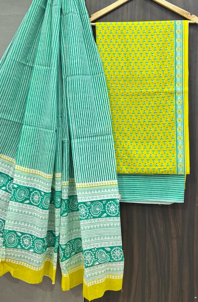 Image of Hand Block Printed Cotton Suit Fabric Set